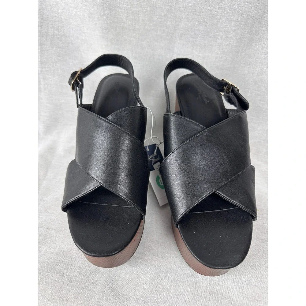 Universal Thread Naomi Black Platform Wedge Sandals Memory‎ Foam 8.5 096047262